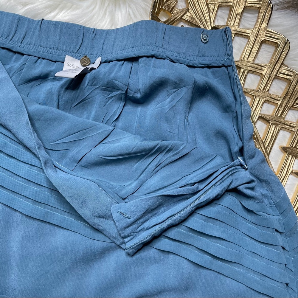 Soft Surroundings Asymmetrical Pleated Blue Skirt - Picture 2 of 12